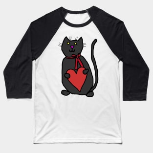 Cute Cat Holding Your Love Heart on Valentines Day Baseball T-Shirt